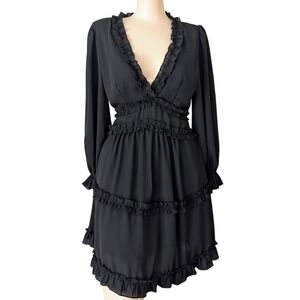 Y2K Fairy Grunge Coquette Babydoll Mini Dress XS Whimsigoth Open Back‎ Ruffled